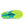 Green and yellow running shoe sole on a white background.