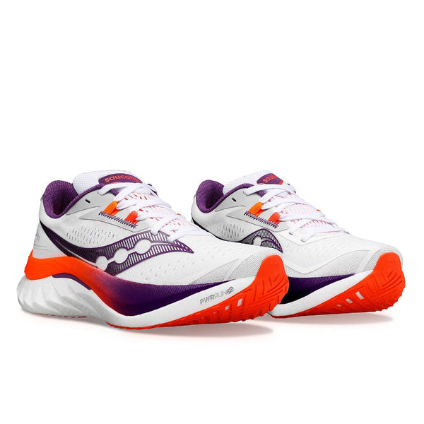 The Women's Saucony Speed 4 in White and Violet looks fast and fun