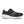 A pair of women's running shoes with black uppers and white bottoms, featuring the Saucony logo.