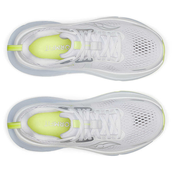 The pair of these Saucony running shoes have a very soft looking upper material.