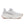 White Saucony women's running shoe with a brown sole on a white background.