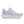Light blue Saucony running shoe with white sole on a white background.