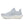 The medial side of a ight blue Saucony running shoe on a white background.