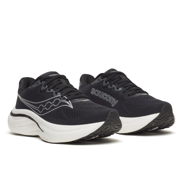 Black and white running shoe on a white background