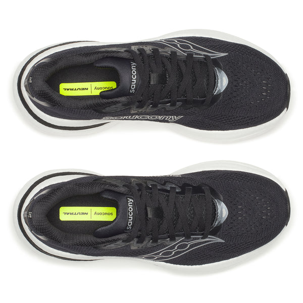 Black and white running shoe on a white background