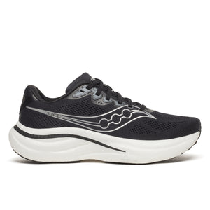 Black and white running shoe on a white background