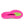 Pink athletic shoe with green sole on a white background