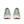 Pair of green running shoes with pink soles on a white background