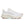 White running shoe with a thick sole on a white background