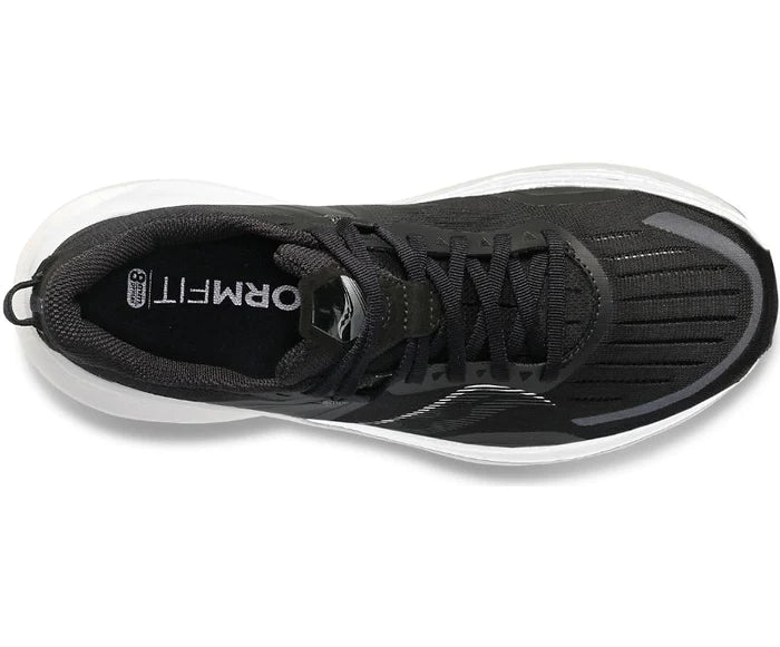 Top view of the Men's Tempus by Saucony in the wide 2E width, color Black/Fog