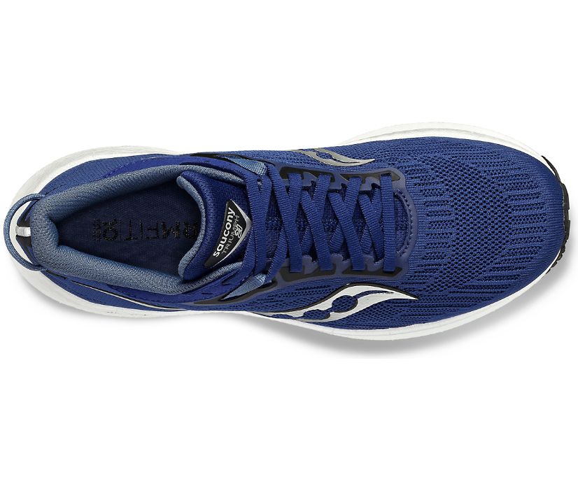 Top view of the Men's Triumph 21 by Saucony in the color Indigo/Black