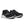 This pair of running shoes is all black and white.