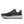 Medial side of a blck Saucony trail running shoe on a white background.