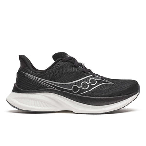 Men's Saucony running shoes with a black and white upper and white midsole.