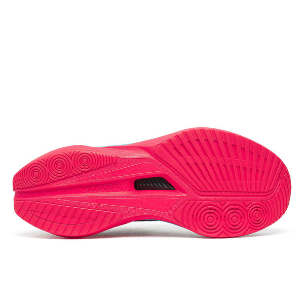 The outsole of this women's Saucony shoe is all the same darik pink color.