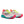Pair of colorful Saucony running shoes on a white background.