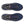 Navy running shoes with white soles on a white background.