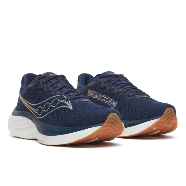 Pair of Saucony running shoes on a white background