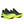 Black and neon green running shoes on a white background