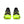Black and neon green running shoes on a white background
