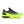 Black and neon green running shoe on a white background
