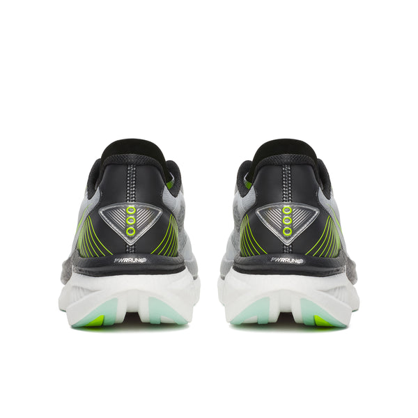 Pair of running shoes with a visible brand logo on a white background