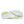 Close-up of a running shoe sole with green accents on a white background