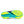 Close-up of a Saucony running shoe's sole with green and blue design on a white background.