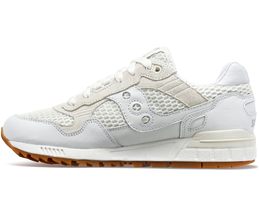 Medial view of the Women's Shadow 5000 Summer by Saucony in White/White