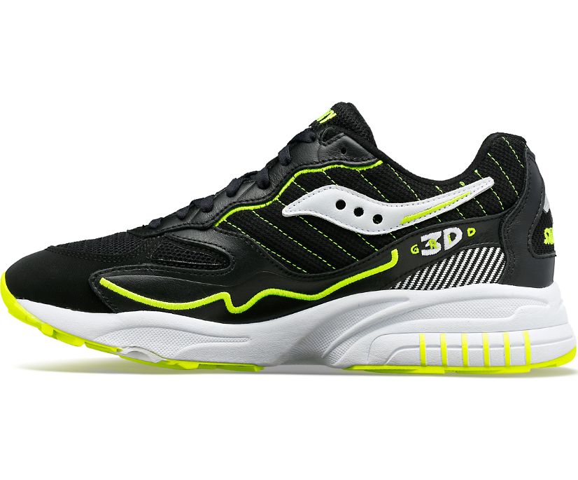 Medial view of the Men's 3D Grid Hurricane by Saucony in the color Black/White