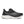Black Saucony fast running shoe with white sole on a white background.