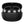 Black wireless earbuds in an open charging case on a white background