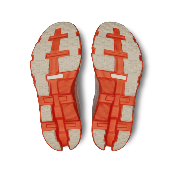 The outsole of this Cloudmonster Hyper for women is all grey and orange.