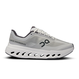 Gray On women's running shoe with 'Swiss Engineering' text on a white background.
