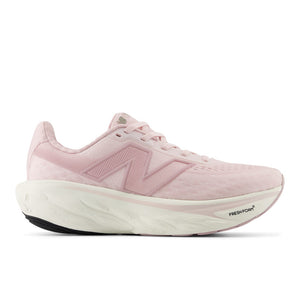 Pink running shoe with white midsole and pink laces.