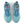 Pair of light blue running shoes with New Balance branding on a white background