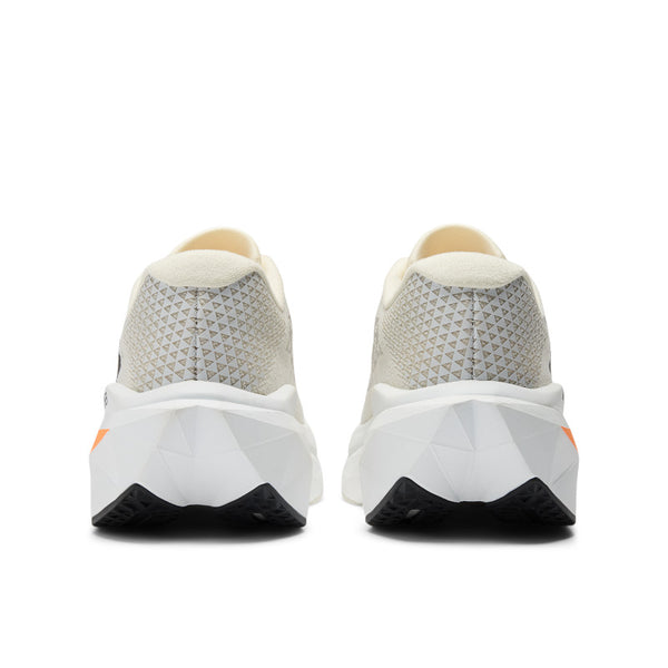 The heel of a pair of NB shoes with a geometric shape.