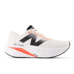 White running shoe with black and orange accents on a white background.