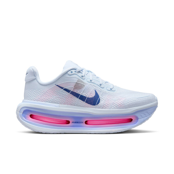White sneaker with pink air sole on a white background
