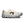 White running shoe with yellow accents on a white background