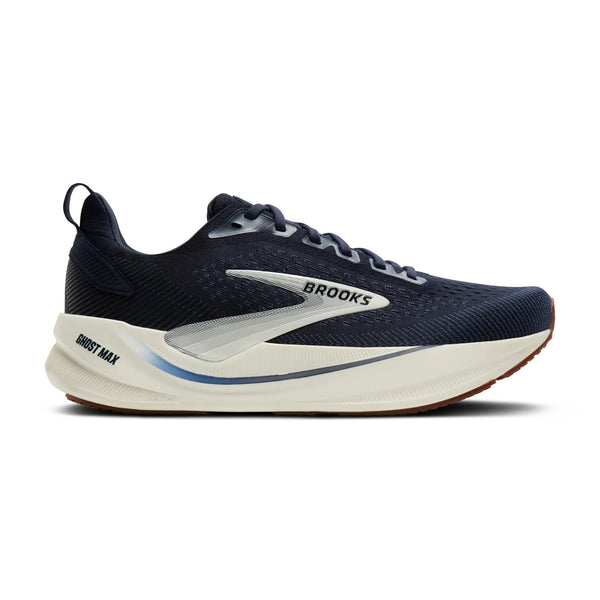 This ghost max 4 has a navy upper and a white midsole