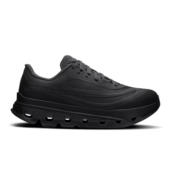 A single black lifestyle On sneaker shown in a side profile view against a clean white background.