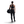 Person wearing black athletic wear holding a black bag on a white background