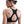 Woman wearing a black sports bra on a white background back view