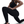 Person wearing black athletic leggings and top on a white background