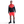 Person wearing a red and black athletic outfit on a white background