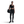 Woman in black athletic wear holding a black duffel bag on a white background