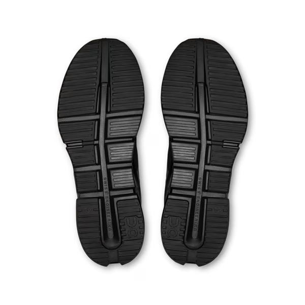 The outsole of this all black lifestyle shoe is also black.