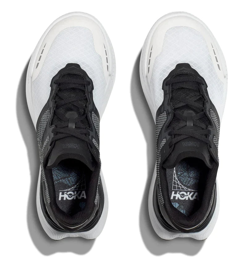 Top view of the HOKA Unisex Transport X in Black/White
