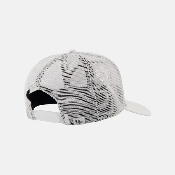 White and gray mesh cap on a light gray background